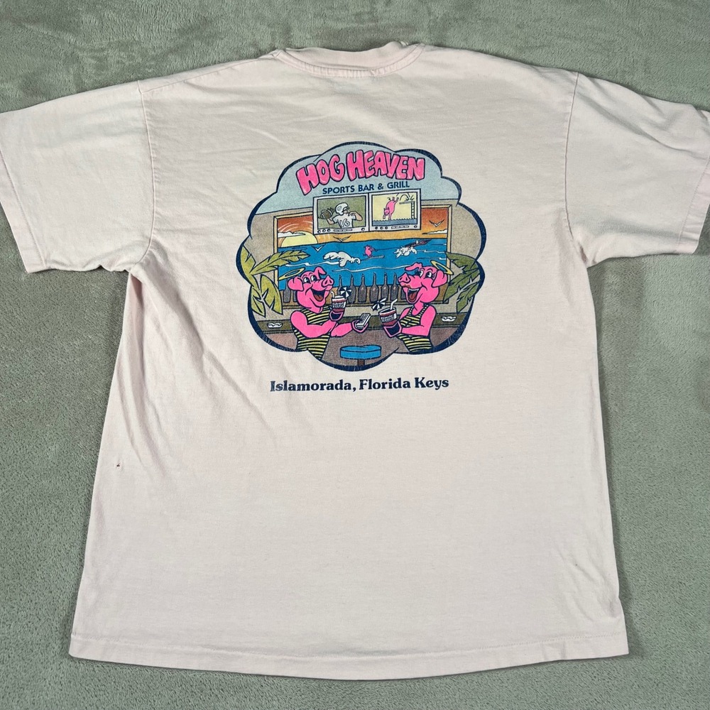 Vintage Hanes Beefy-T Hog Heaven Islamorada Florida Keys Graphic T-Shirt Large
